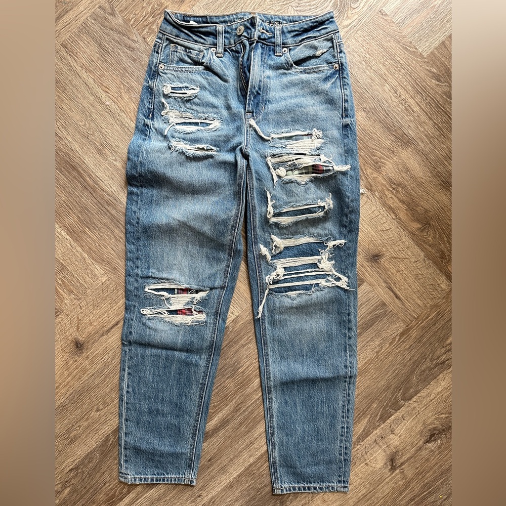 Distressed Blue Jeans